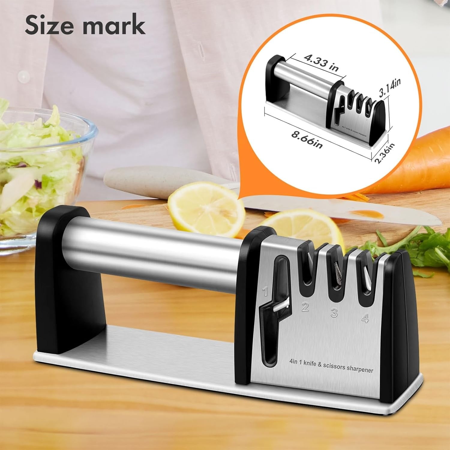 4-in-1 Kitchen Blade & Scissor Sharpening Tool – Compact, Fast & Easy Knife Sharpener
