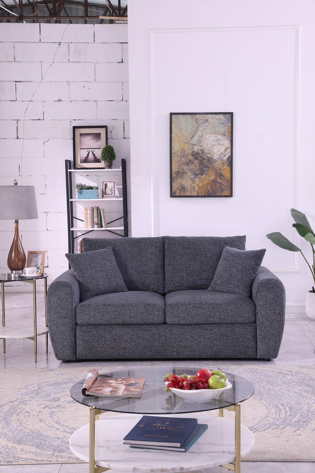 Modern Minimalist Comfortable Compressed Grey Sofa , Modern living room couch