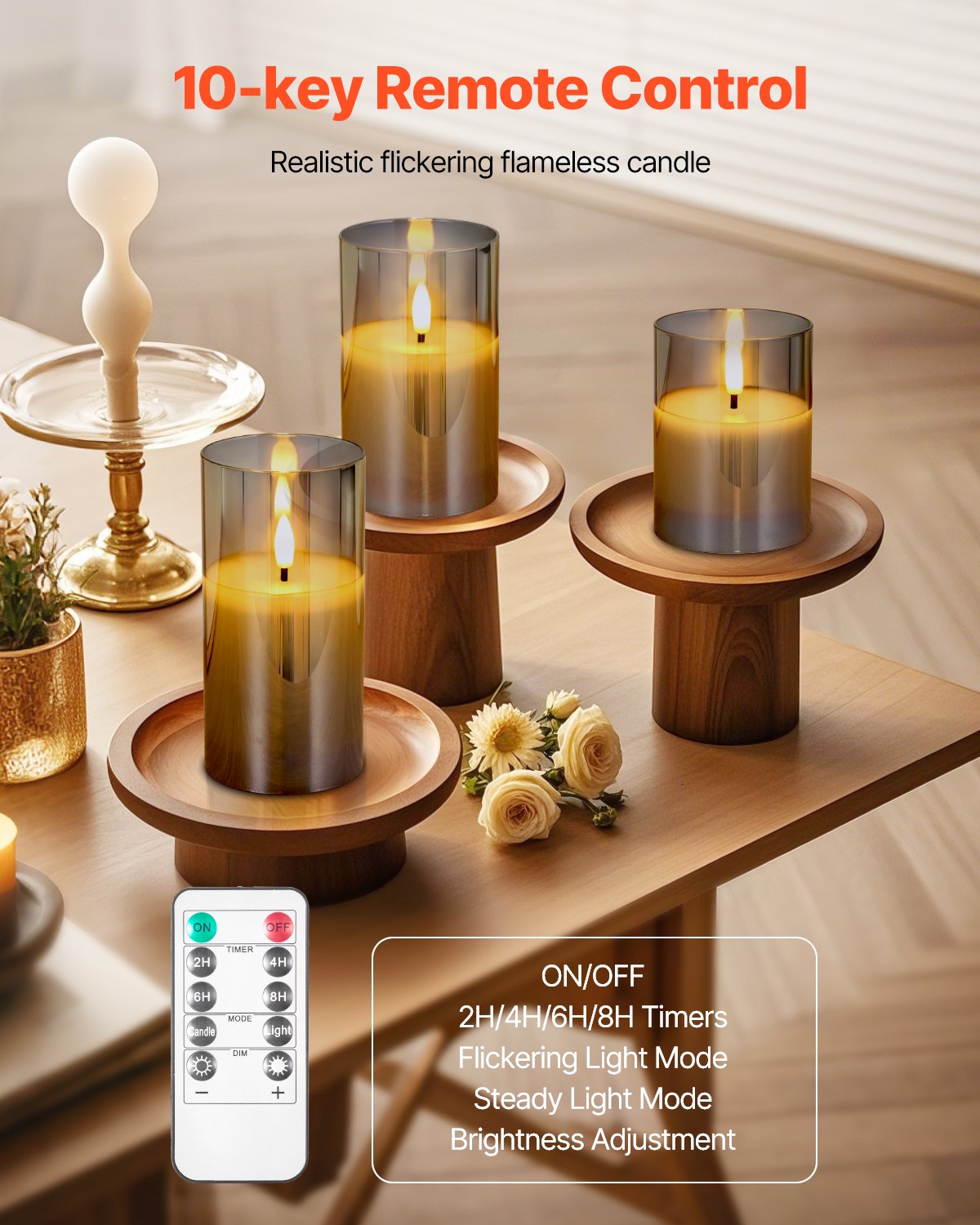 Flameless LED Candles 3-Pack – Battery Operated with Remote Control for Safe & Cozy Ambiance