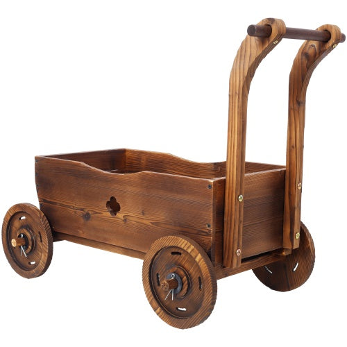 Wooden Wagon Planter Box – Mobile Garden Flower Cart for Indoor & Outdoor Decor