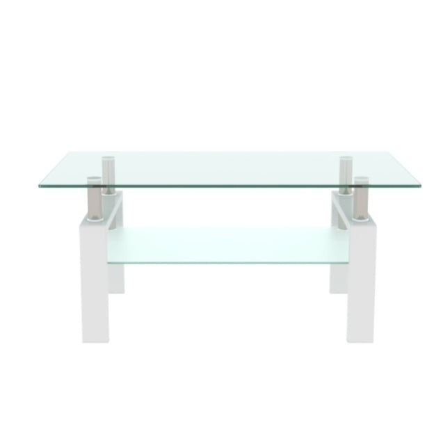 Glass Coffee Table – Double Layer Center Table with Storage for Living Room
