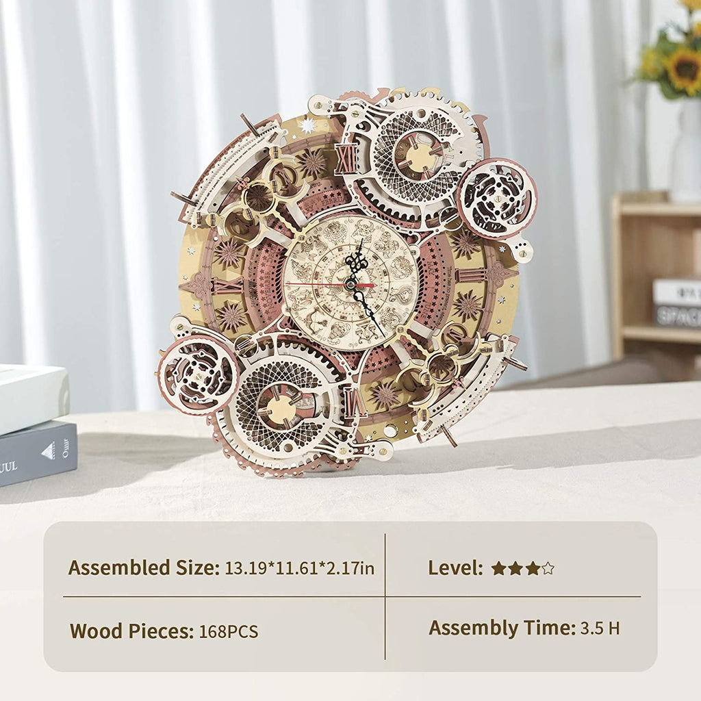 Zodiac Wall Clock – Robotime ROKR Time Art 3D Wooden Puzzle Clock Model Kit