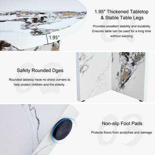 42-Inch Round Dining Table for 4–6 – Modern White MDF Kitchen & Dining Table