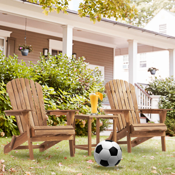 Wooden Outdoor Folding Adirondack Chair Set of 2 – Solid Wood Beach & Patio Lounge Chairs