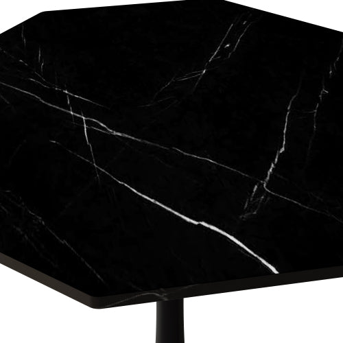 31.5" Modern Octagonal Coffee Table – Black Marble Top with Metal Base