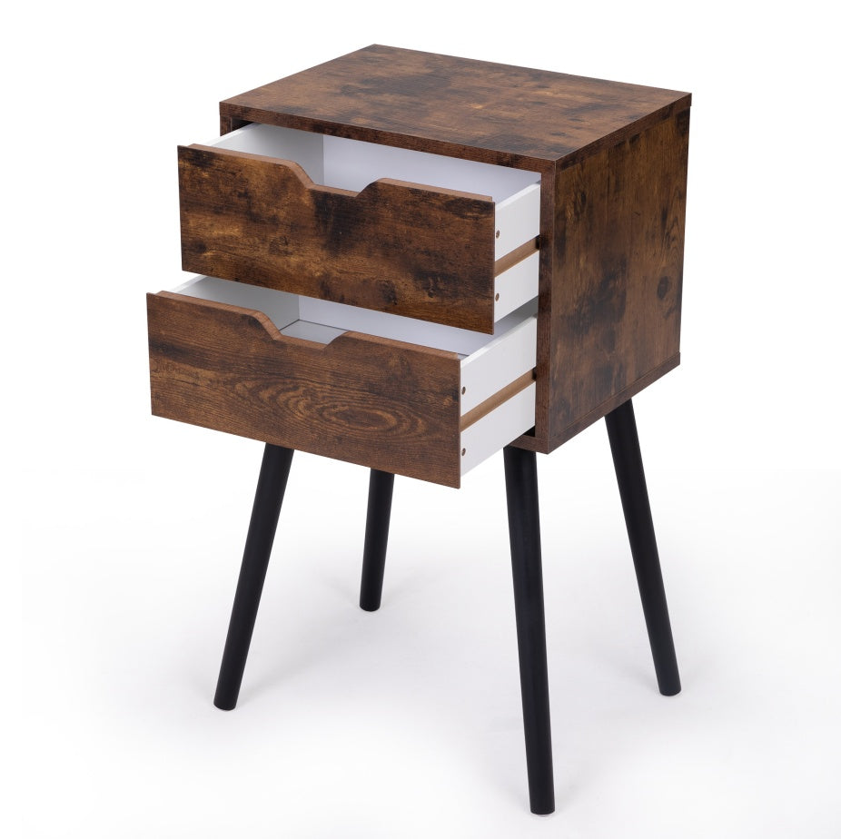 Modern Nightstand with 2 Drawers – Solid Wood Bedroom & Living Room Side Table