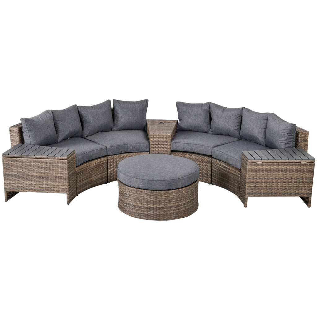 Outsunny 8-Piece Wicker Patio Furniture Set – Modern Outdoor Sectional Sofa with Cushions