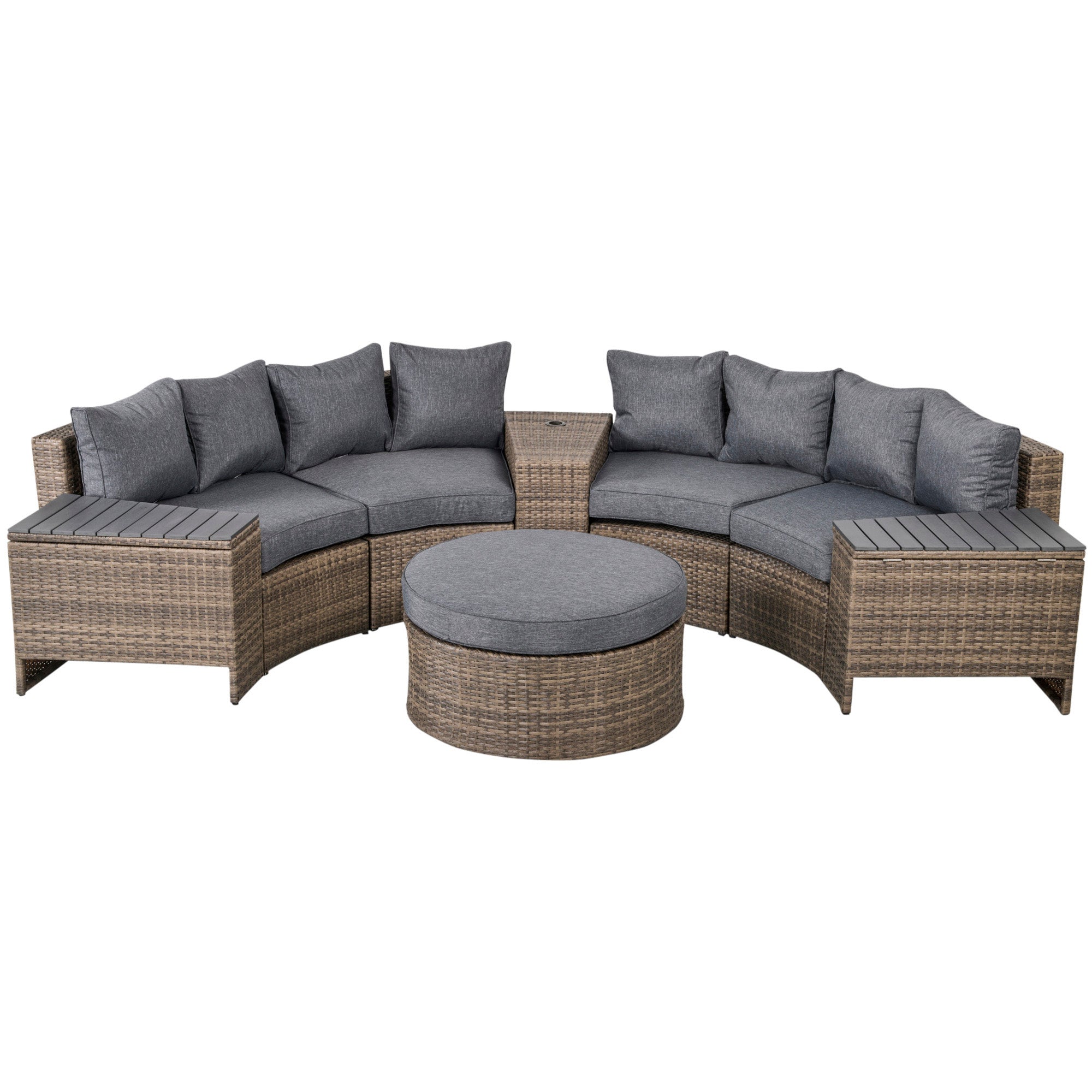 Outsunny 8-Piece Wicker Patio Furniture Set – Modern Outdoor Sectional Sofa with Cushions