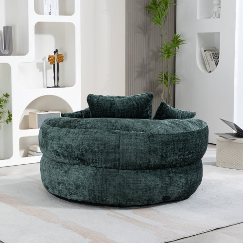 COOLMORE Lazy Sofa Bean Bag Chair – High Back Chenille Lounge Chair with Pillows for Bedroom, Living Room & Gaming (Beige)
