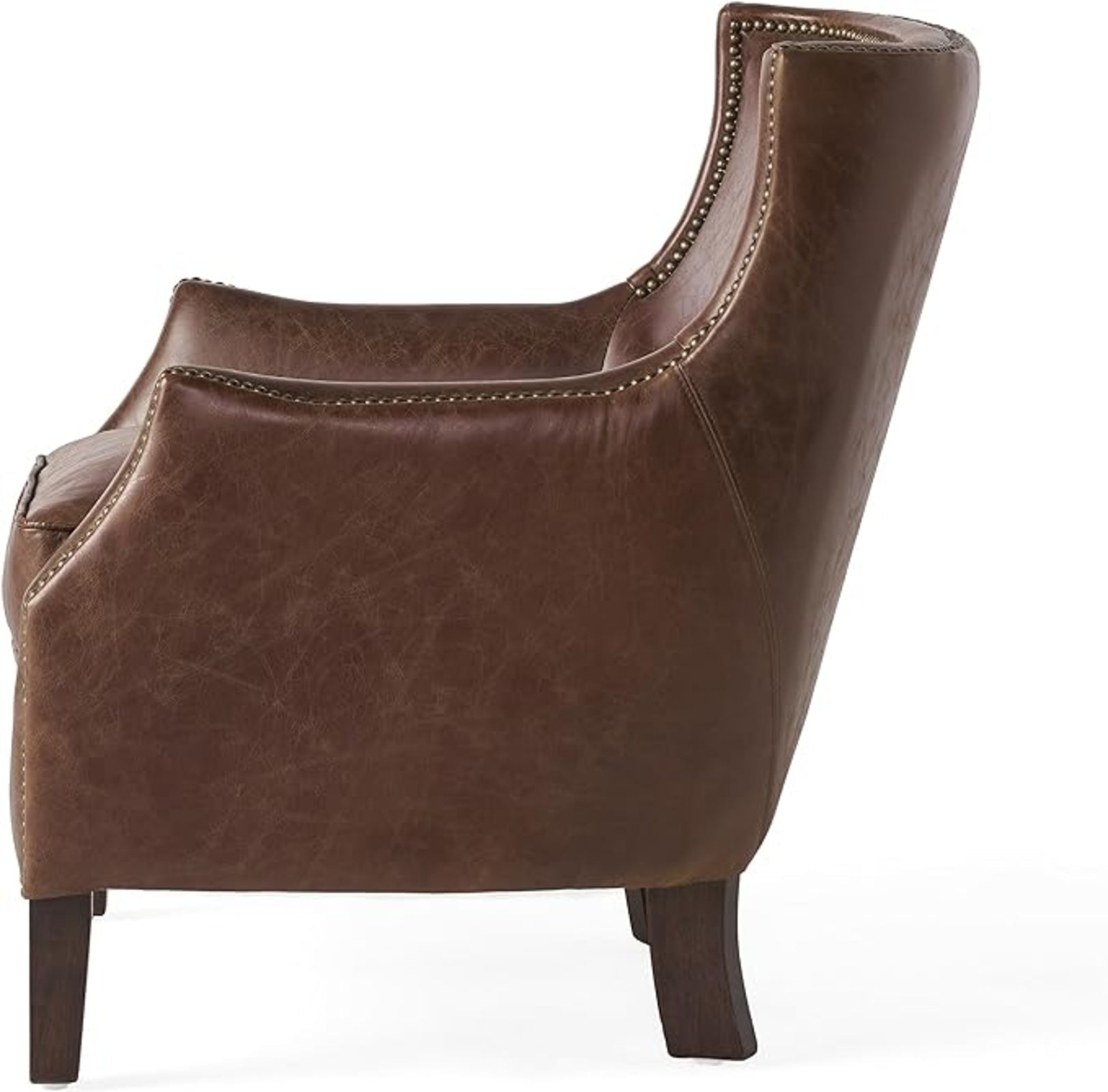 Vintage Brown Top Grain Leather Accent Chair – Single Sofa Armchair for Living Room & Office