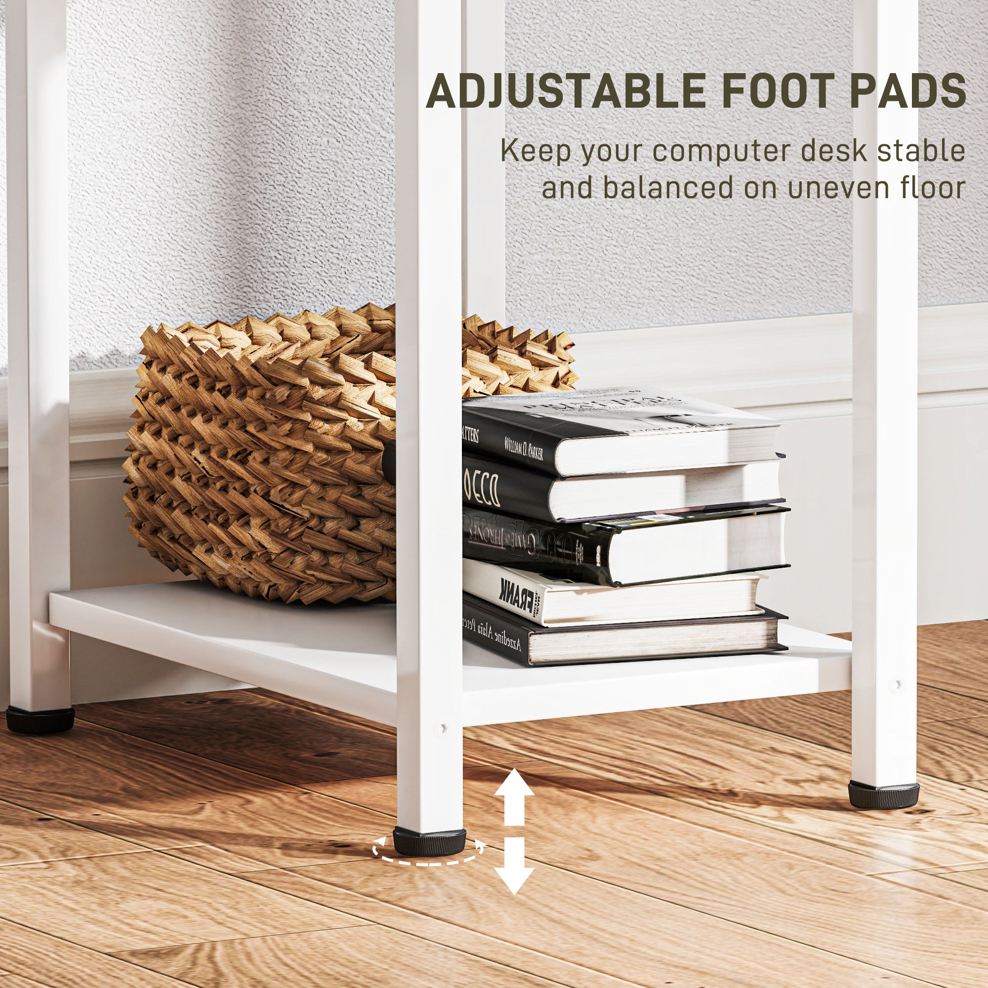 Best Home office Setup with Fabric Drawers – Home Office Desk with Adjustable Shelves, White