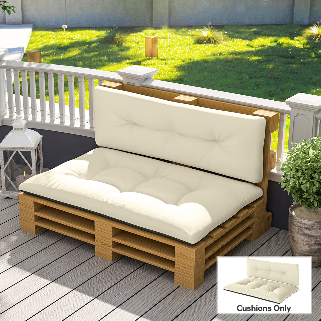 2-Seater Outdoor Pallet Cushions Set – " Thick Tufted Replacement Cushions for Garden & Patio
