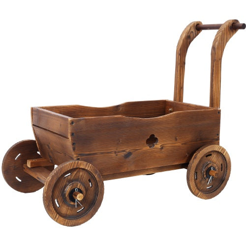 Wooden Wagon Planter Box – Mobile Garden Flower Cart for Indoor & Outdoor Decor