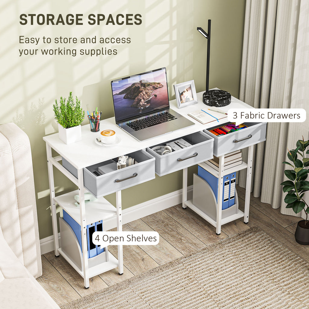 Best Home office Setup with Fabric Drawers – Home Office Desk with Adjustable Shelves, White