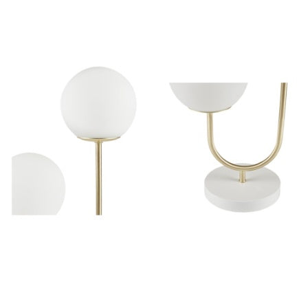 Metal 2-Light Globe Table Lamp – Modern Gold & White Accent Lighting