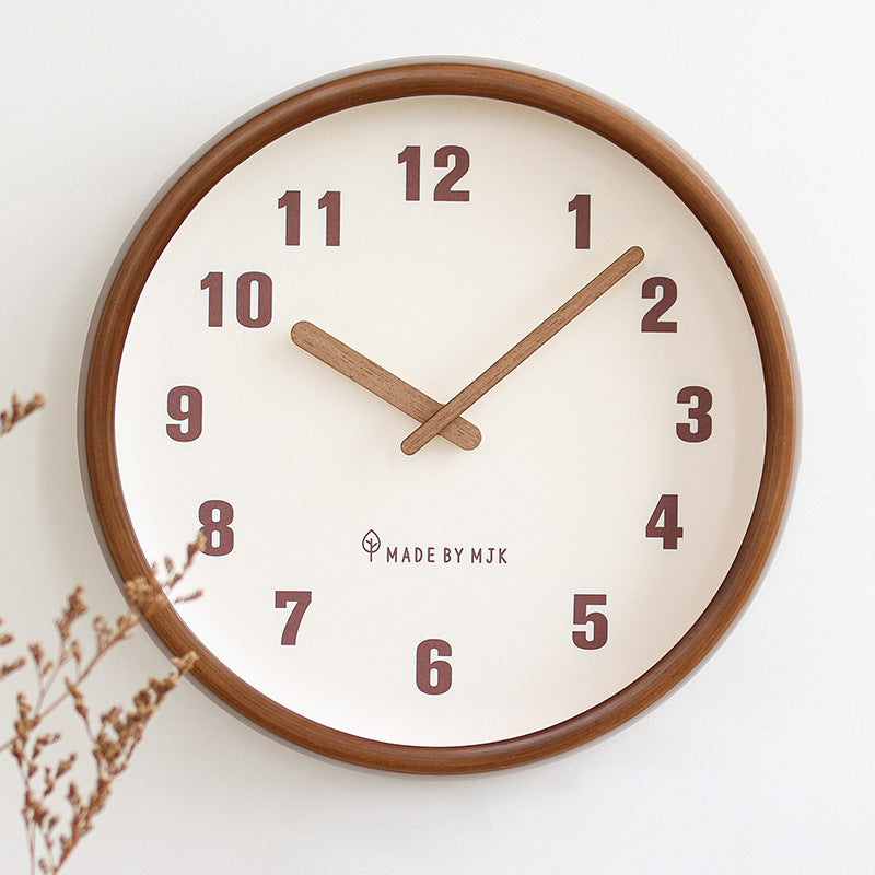 Retro Solid Wood Wall Clock – Modern Minimalist Home & Office Décor