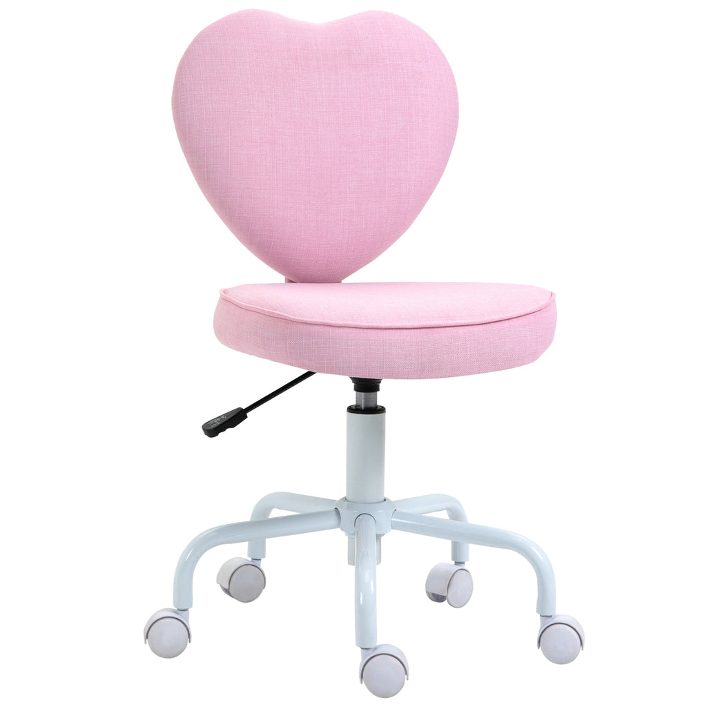 Pink Heart-Shaped Office Chair – Adjustable Height Cute Desk Chair with Wheels