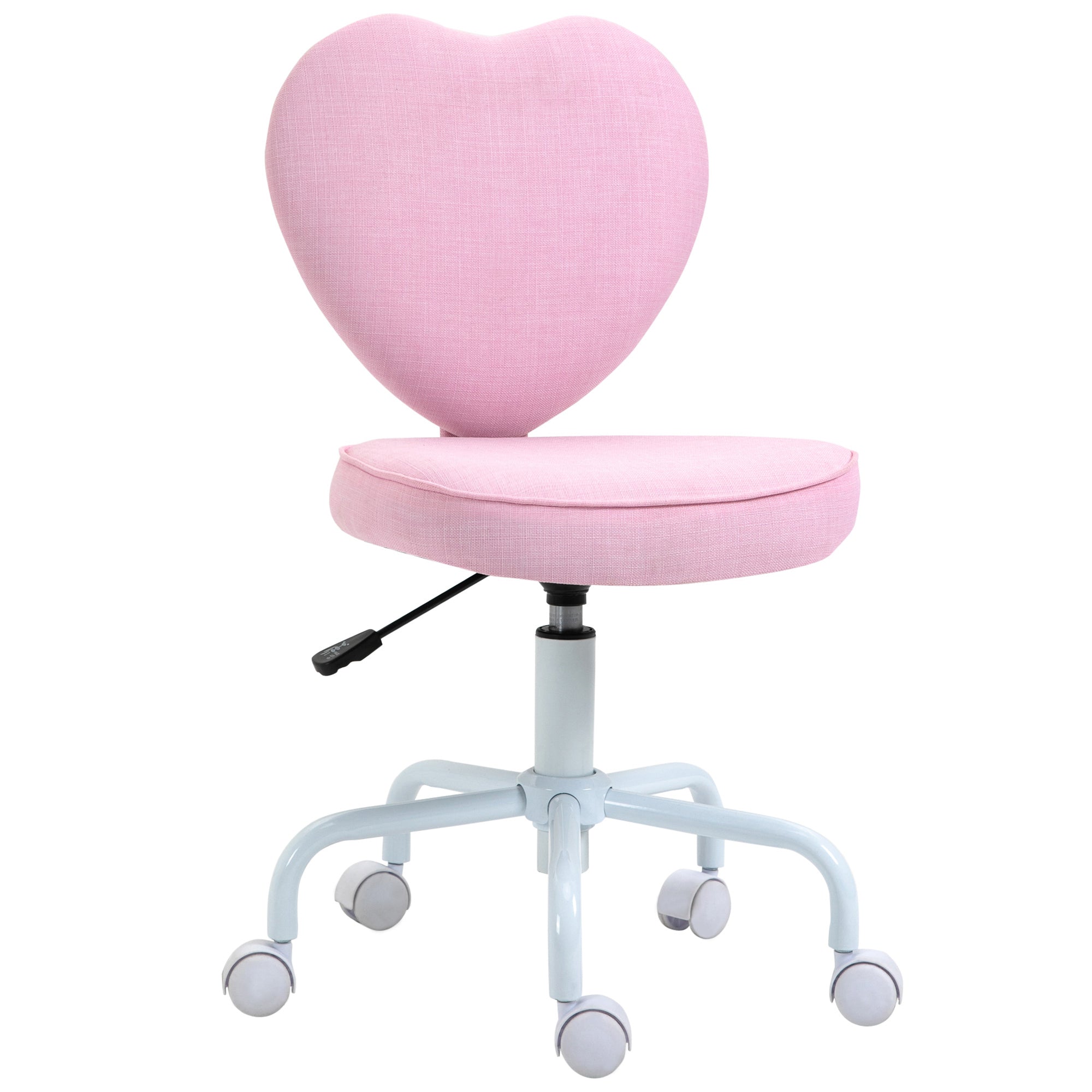 Pink Heart-Shaped Office Chair – Adjustable Height Cute Desk Chair with Wheels