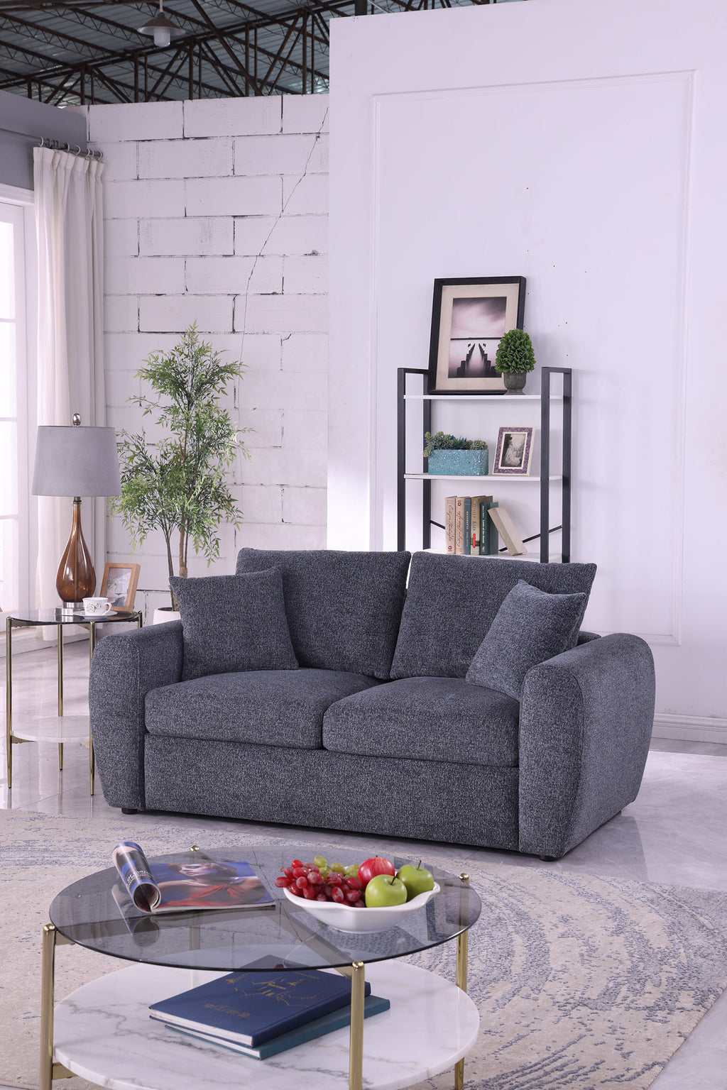 Modern Minimalist Comfortable Compressed Grey Sofa , Modern living room couch