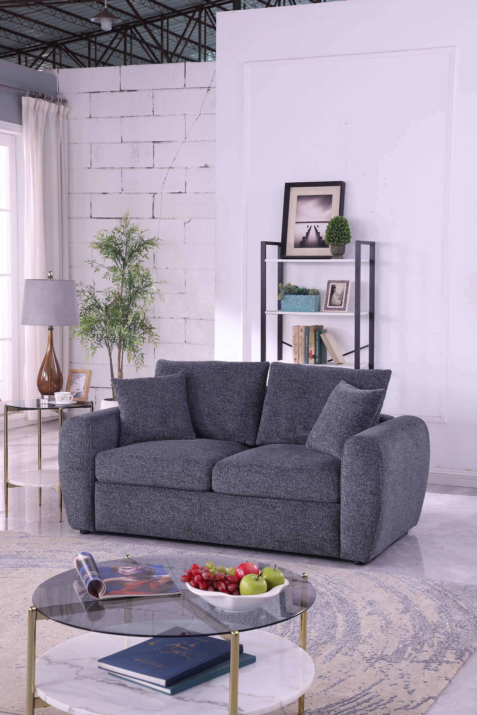 Modern Minimalist Comfortable Compressed Grey Sofa , Modern living room couch