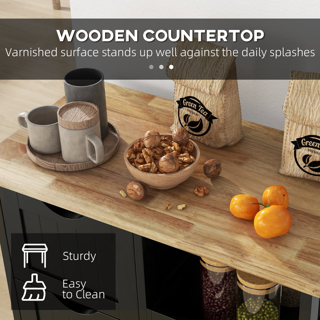 Rolling Kitchen Cart with Drawers & Shelves – Mobile Kitchen Island with Wooden Top