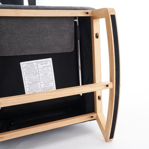 Accent Rocking Chair with Footrest – High Back Upholstered Lounge Rocker with Rubber Wood Legs