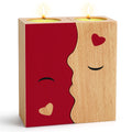 Valentine Special Kissing Candle Holder Set – Romantic Wooden Candle Holders for Couples & Best Friends