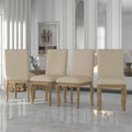 TREXM Set of 4 Upholstered Dining Chairs – Solid Wood Fabric Chairs with Nailhead Trim, Natural Wood Wash