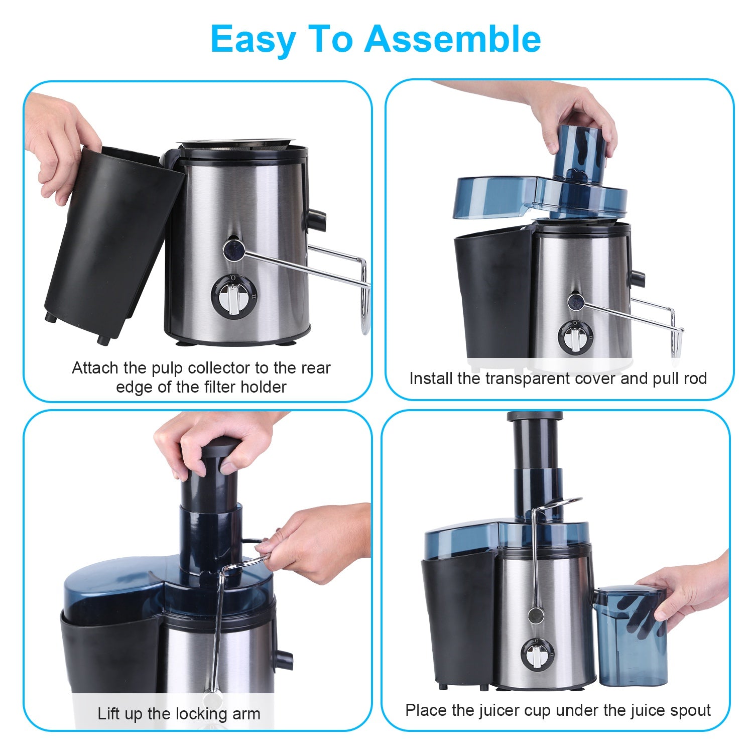 1000W High-Speed Centrifugal Juicer Machine – Wide Feed Chute, 2-Speed Juice Extractor with Pulp Collector