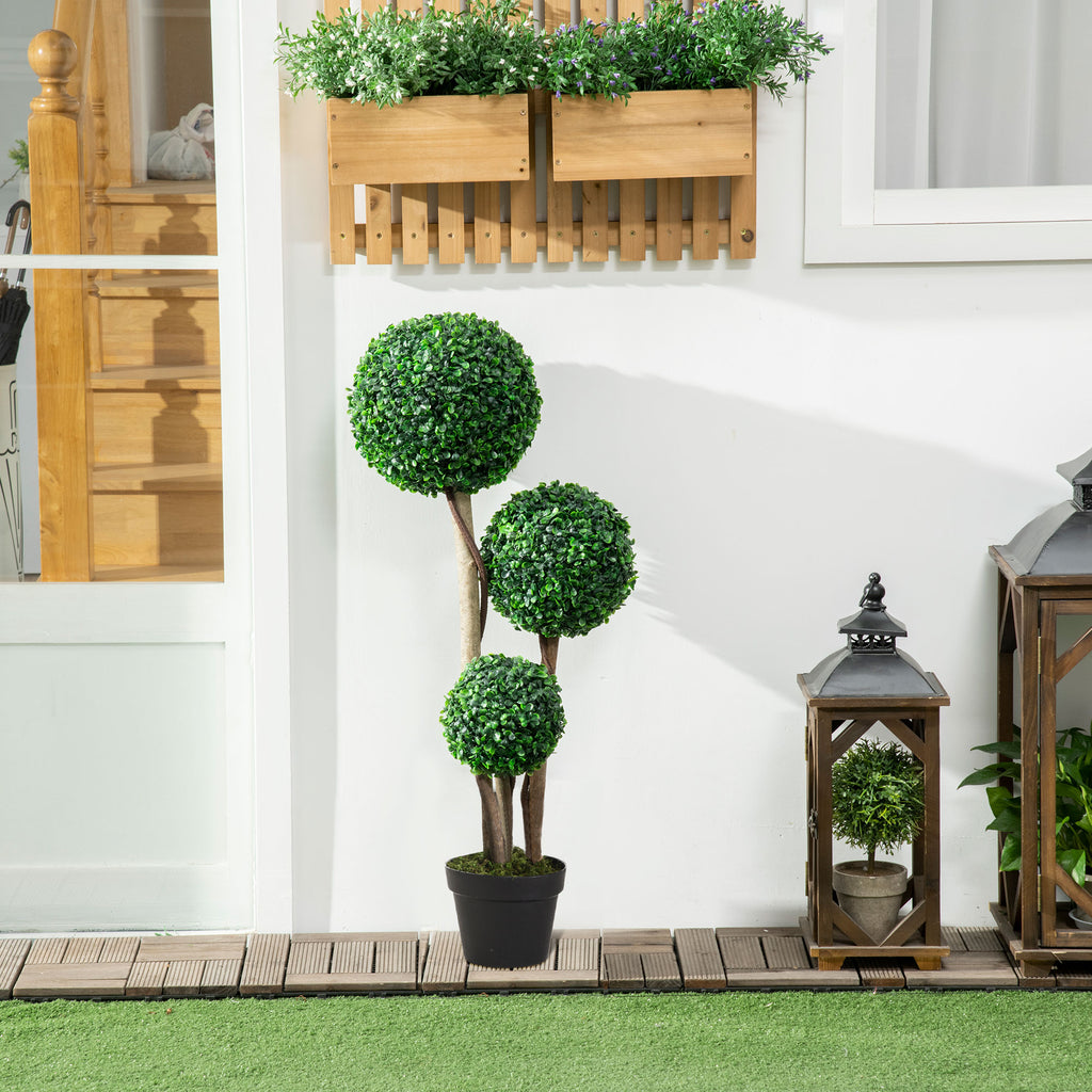Artificial Boxwood Tree in Pot – Indoor & Outdoor Faux Plant for Home Décor