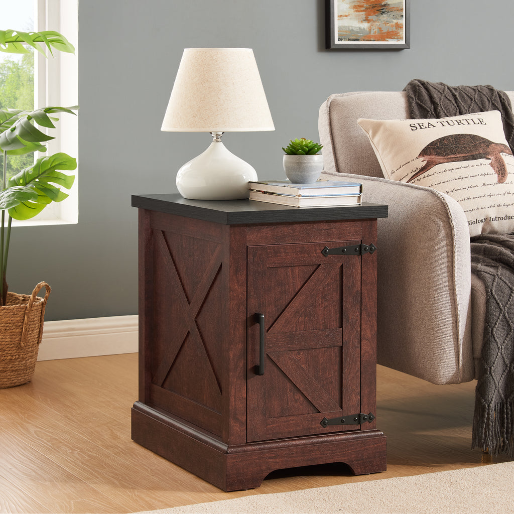 Rustic Rectangular Sofa Side Table for Living Room & Bedroom