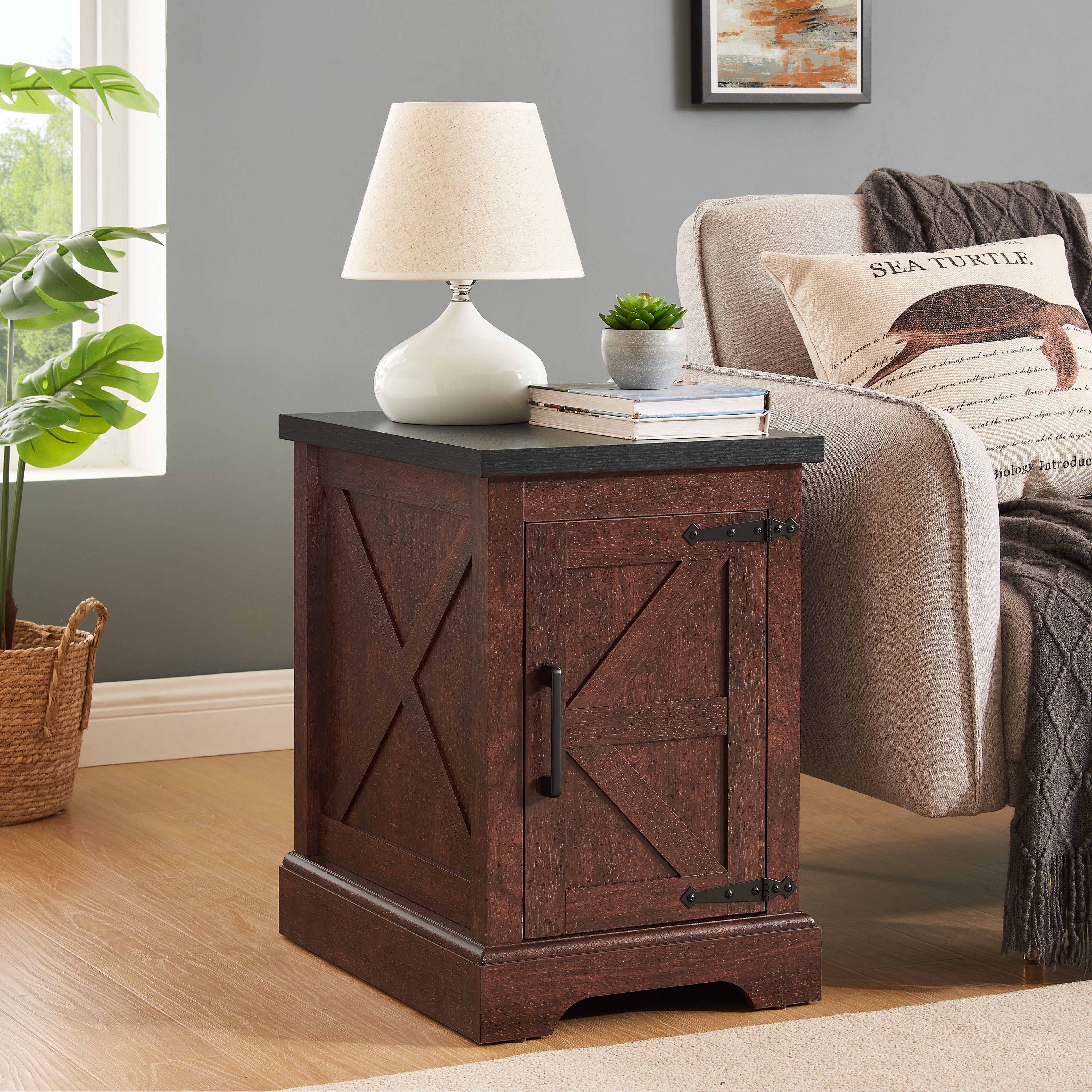 Rustic Rectangular Sofa Side Table for Living Room & Bedroom