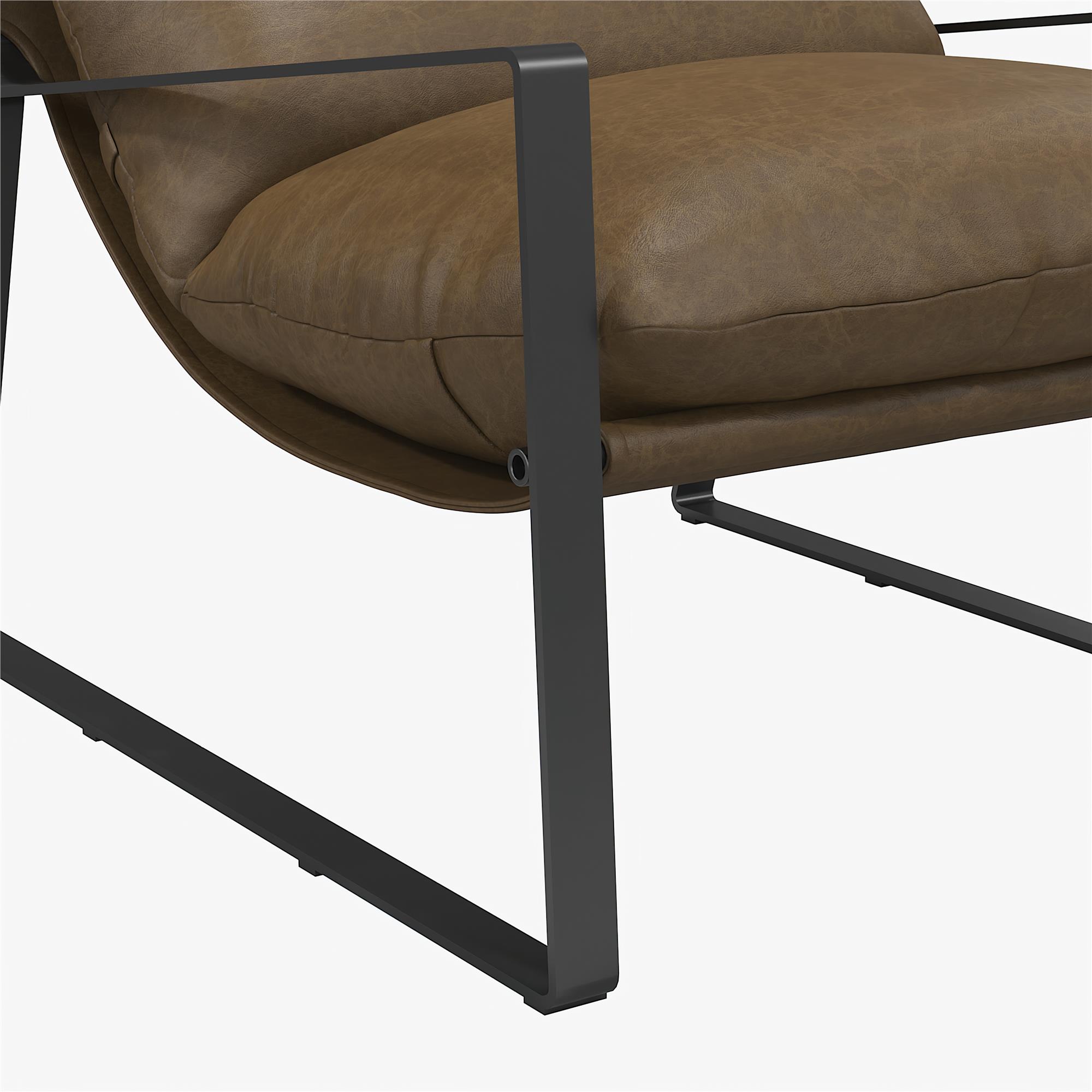 Gatsby Upholstered Sling Accent Chair – Modern Faux Leather Lounge Chair