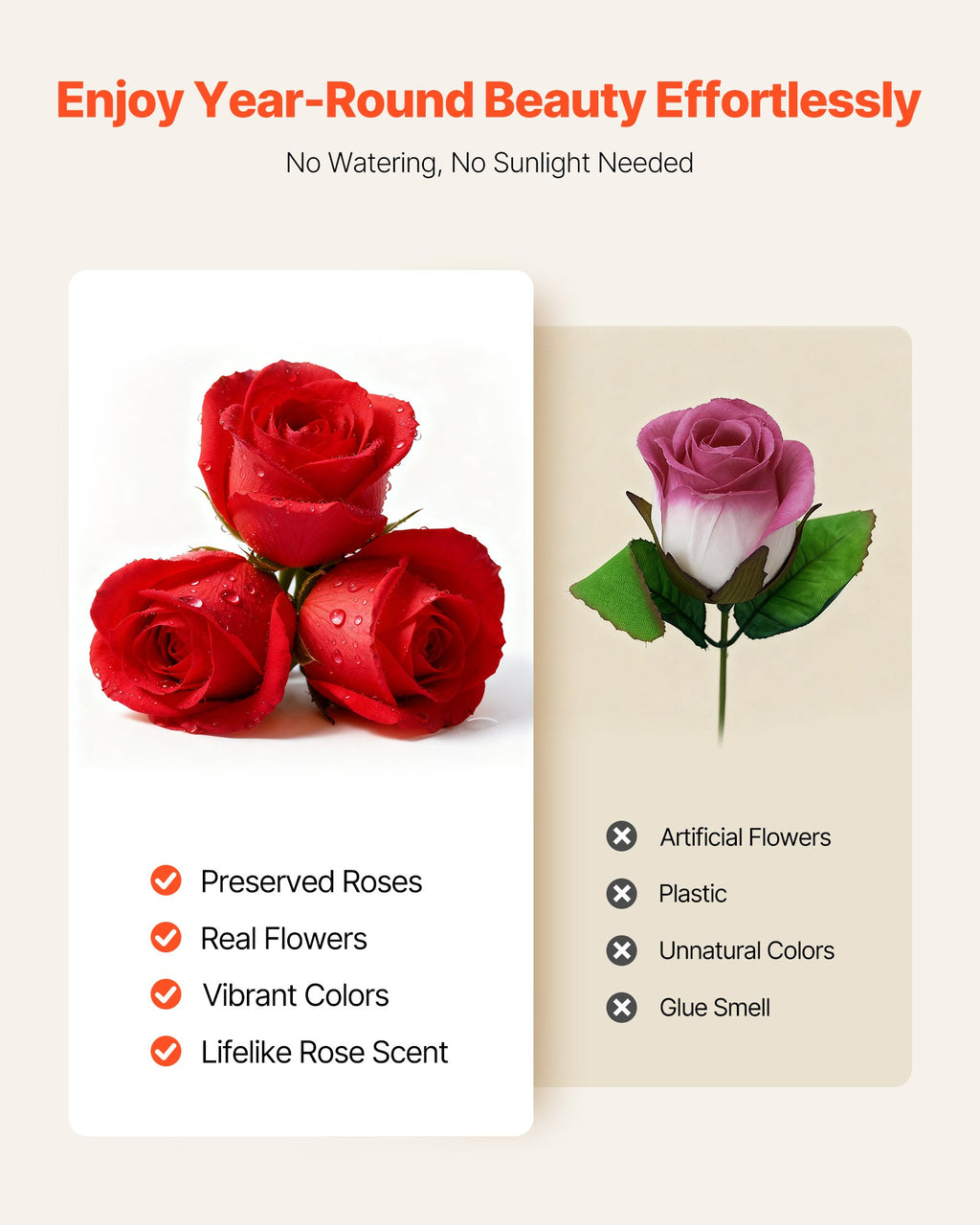 Forever Flowers – 50 Preserved Roses in Heart-Shaped Box (Red)