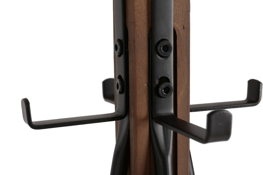 Reclaimed Wood and Metal Freestanding Coat Rack – Stylish Storage Solution for Bedroom, Living Room, and Entryway