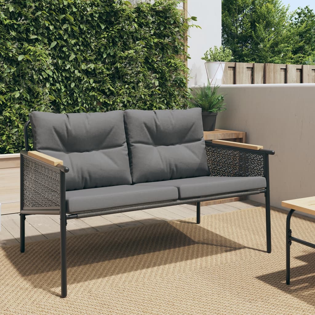 4-Piece Balcony Furniture Set with Cushions – Modern Outdoor Garden Bench & Coffee Table Set