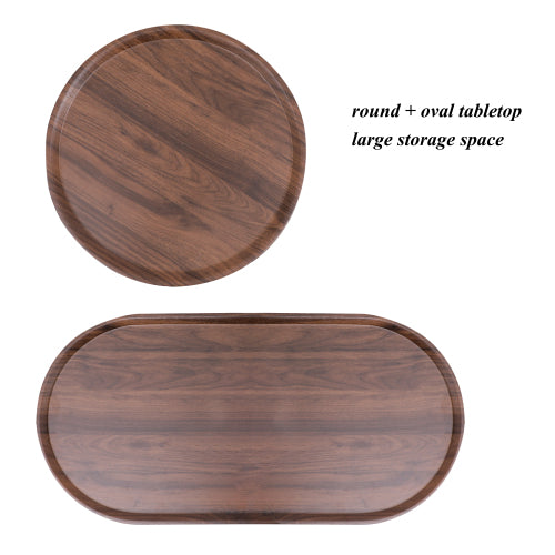 Small 2-Tier Modern Coffee Table – Walnut Brown Sofa Side Table with Wood Storage Shelf