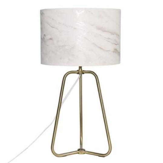Modern Marble Table Lamp with Bronze Base – Stylish Desk & Bedside Lighting