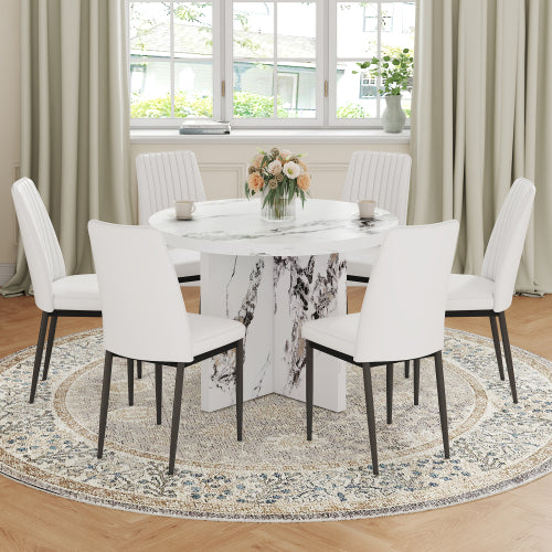 Round Dining Table for 4–6 – Modern White Kitchen & Dining Table