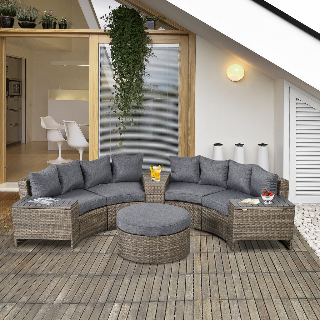 Outsunny 8-Piece Wicker Patio Furniture Set – Modern Outdoor Sectional Sofa with Cushions