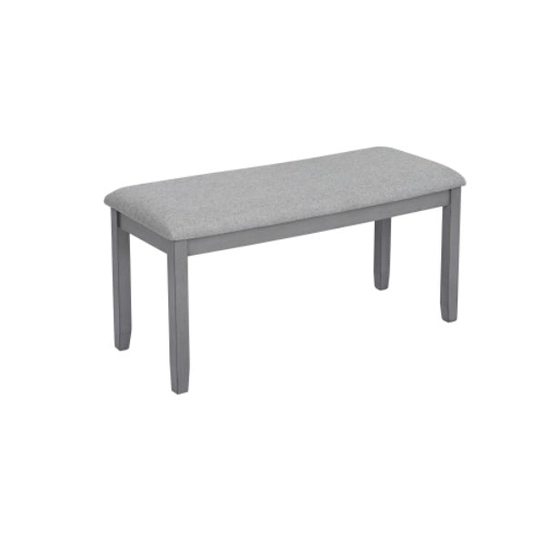 6-Piece Gray Kitchen Dining Set – Rectangular Wooden Table with 4 Upholstered Chairs & Bench