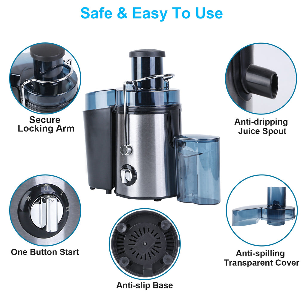 1000W High-Speed Centrifugal Juicer Machine – Wide Feed Chute, 2-Speed Juice Extractor with Pulp Collector