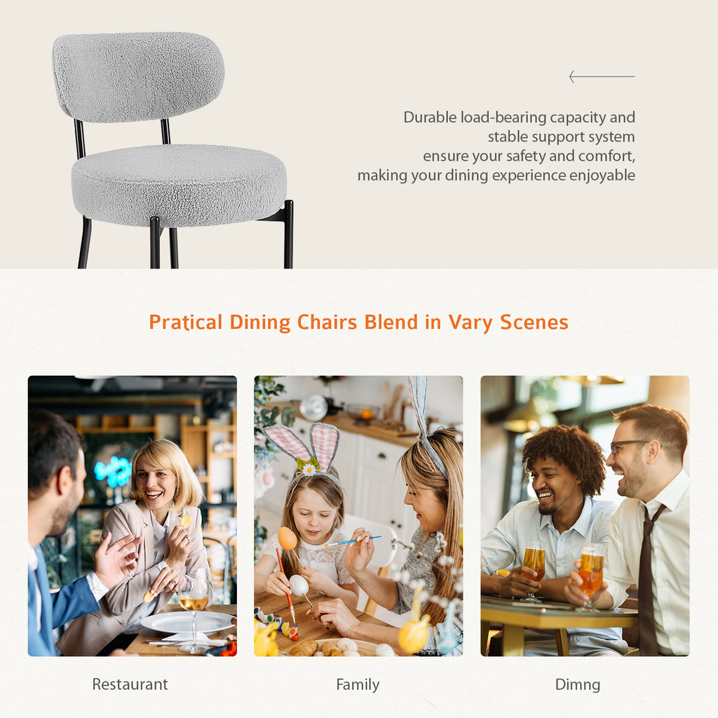 White Cushion Black Steel Frame Dining Room Chair – Modern & Comfortable 2-Pack