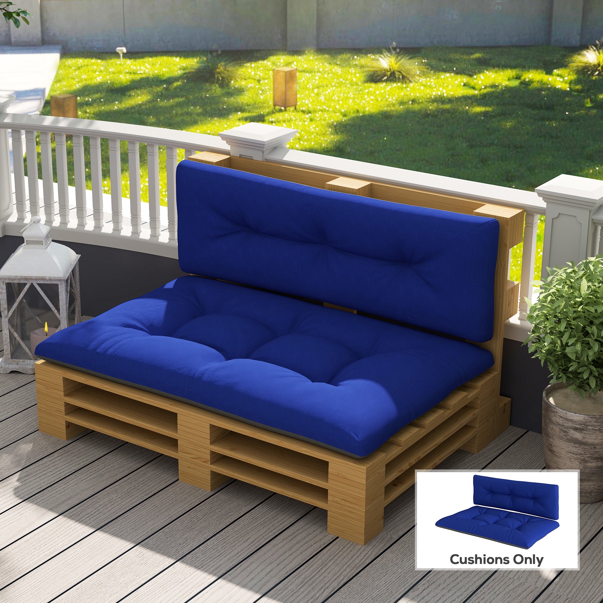 2-Seater Outdoor Pallet Cushions Set – " Thick Tufted Replacement Cushions for Garden & Patio