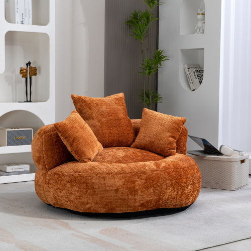 COOLMORE Lazy Sofa Bean Bag Chair – High Back Chenille Lounge Chair with Pillows for Bedroom, Living Room & Gaming (Beige)