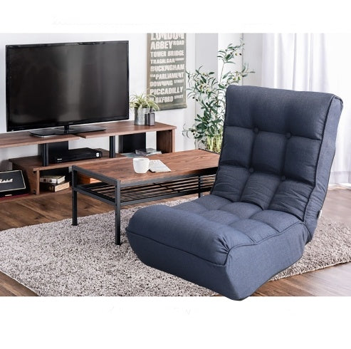 Japanese Style Single Sofa Reclining Floor Chair – Adjustable Lazy Tatami Chair (Navy)