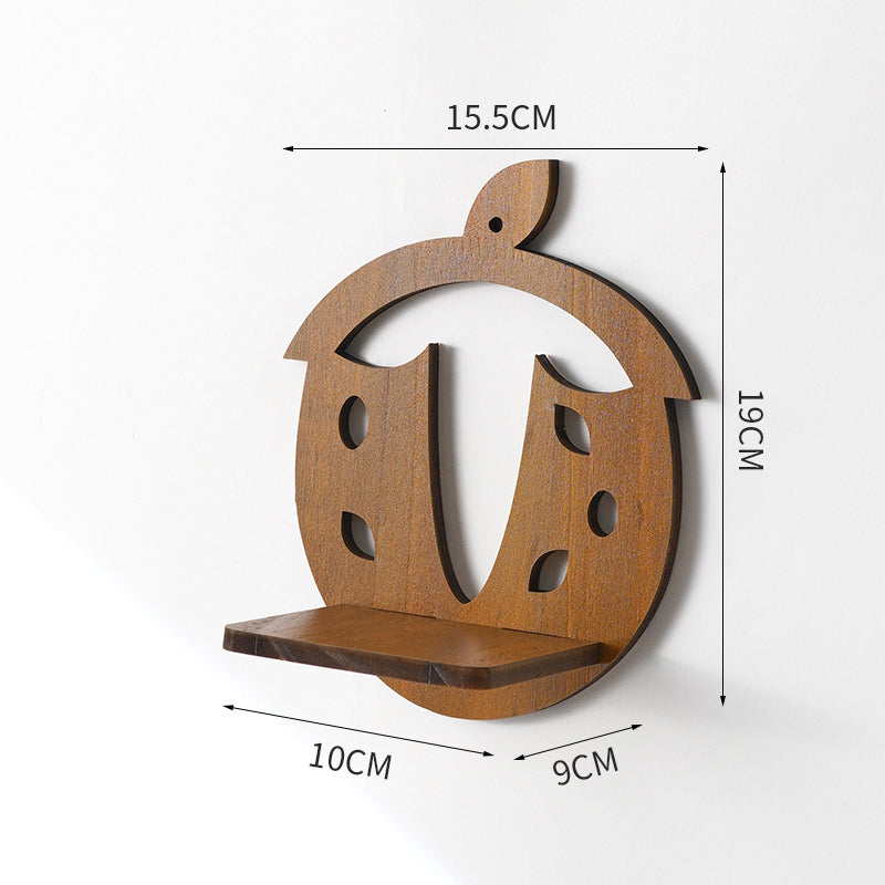 Retro Solid Wood Wall Shelf with Hydroponic Plant Vase – Vintage Home Wall Décor