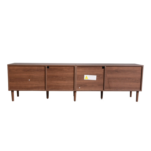 180cm Brown TV Cabinet with Rattan Drawers, Glass Doors & LED Lighting – Modern Entertainment TV Stand