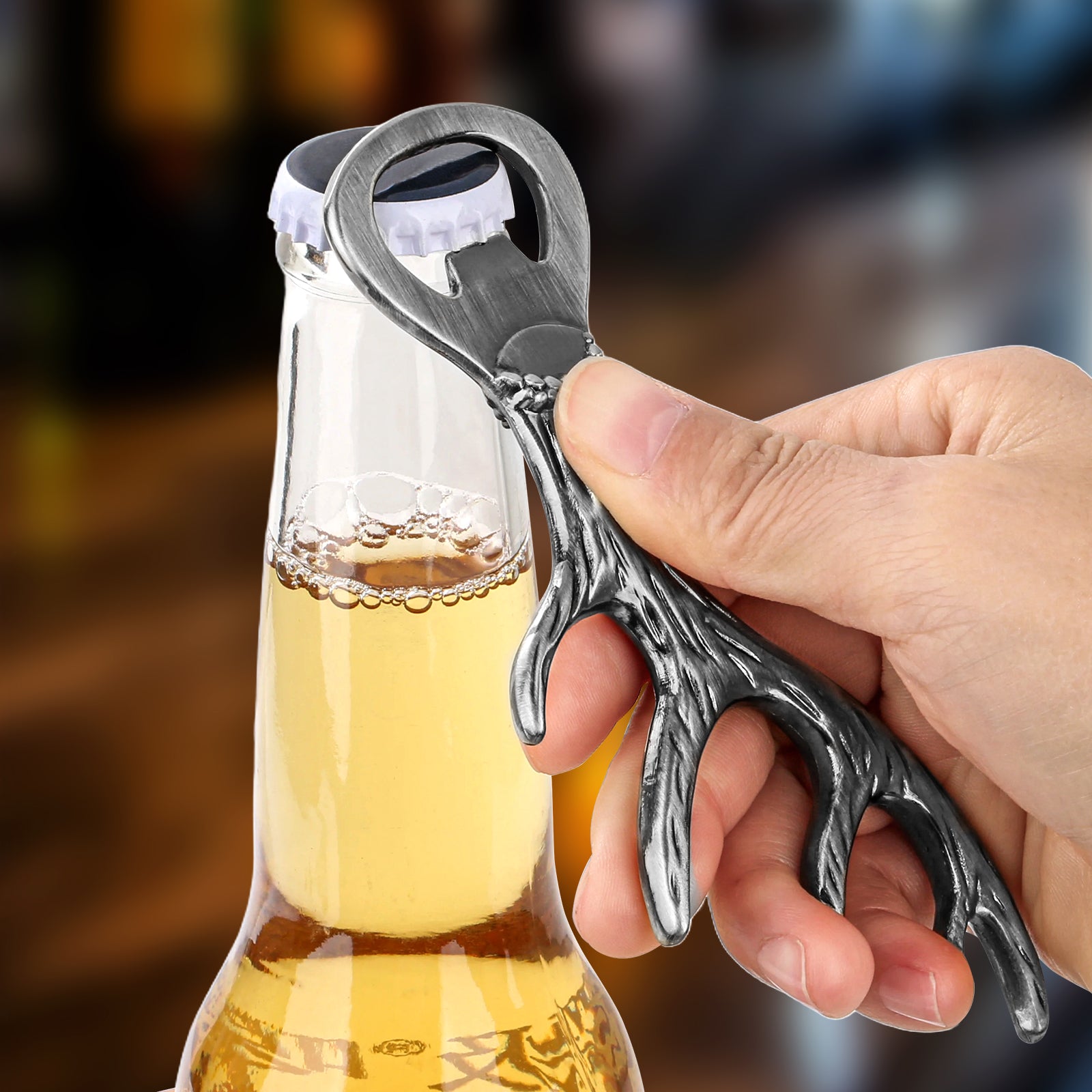 Deer Antler Bottle Opener – Retro Zinc Alloy Beer & Wine Opener for Parties, Bars & Gifts