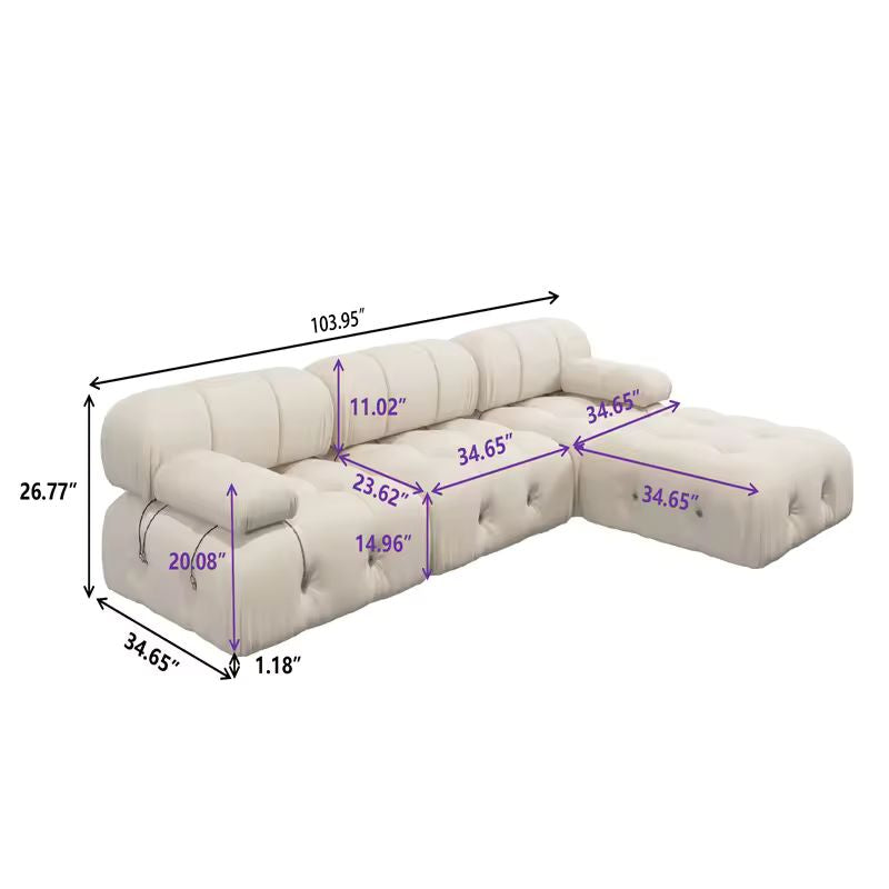 Italian Modular Sectional Sofa – Nordic Modern Fabric Buckle Design Living Room Couch